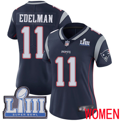 New England Patriots Football #11 Super Limited Navy Blue Women Julian Edelman Home NFL Jersey